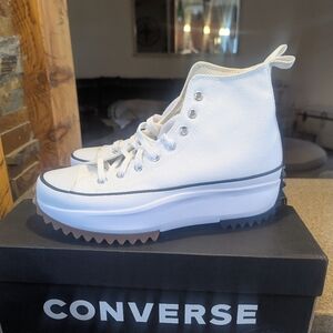 Converse White Platform High Top Hike Sneakers